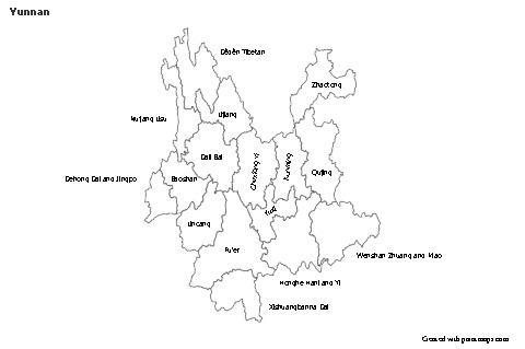 Mapas de muestra para Yunnan (blanco-negro)