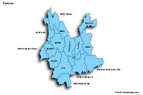 Mapas de muestra para Yunnan (azul,sombrío)