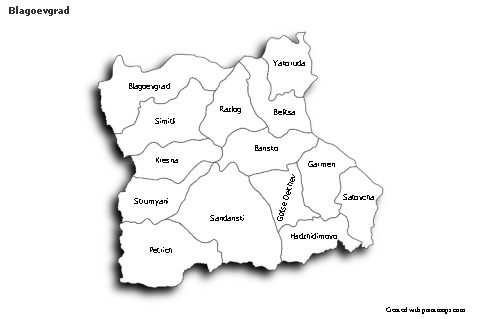Contoh Peta untuk Blagoevgrad (hitam-putih,bayangan)