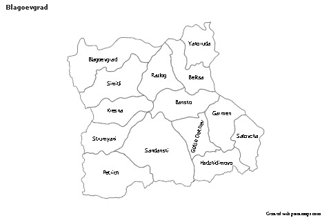 Contoh Peta untuk Blagoevgrad (hitam-putih)