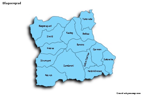 Contoh Peta untuk Blagoevgrad (biru,bayangan)