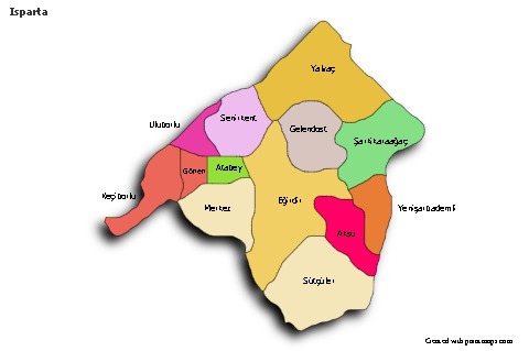 Sample Maps for Isparta (colored,shadowy)