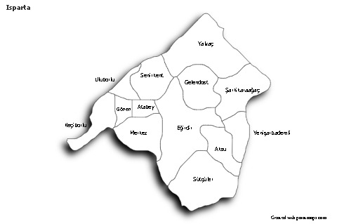 Sample Maps for Isparta (black-white,shadowy)
