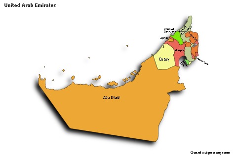 Contoh Peta untuk Uni Emirat Arab (berwarna,bayangan)