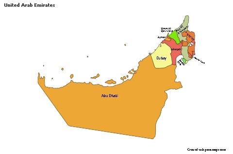 Contoh Peta untuk Uni Emirat Arab (berwarna)