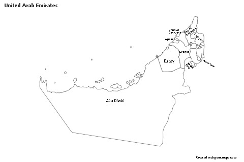 Contoh Peta untuk Uni Emirat Arab (hitam-putih)