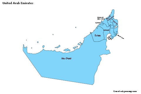 Contoh Peta untuk Uni Emirat Arab (biru)