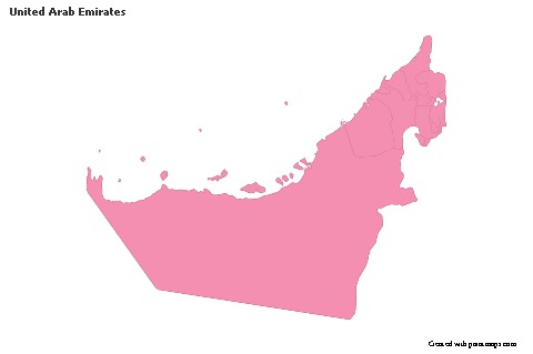 Contoh Peta untuk Uni Emirat Arab (merah jambu,garis besar)