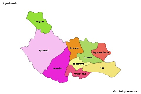 Contoh Peta untuk Kyustendil (berwarna)