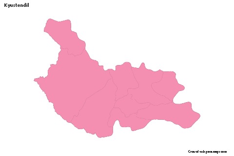 Contoh Peta untuk Kyustendil (merah jambu,garis besar)