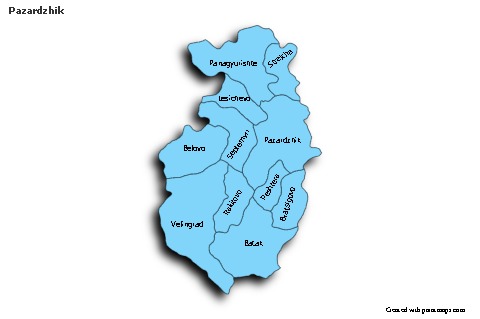 Contoh Peta untuk Pazardzhik (biru,bayangan)