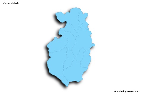 Contoh Peta untuk Pazardzhik (biru,garis luar,bayangan)