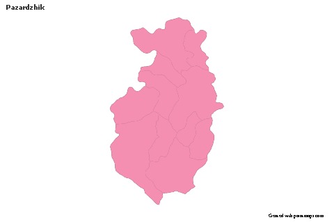 Contoh Peta untuk Pazardzhik (merah jambu,garis besar)