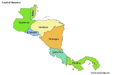 Exemplos de mapas para América Central (colorido)