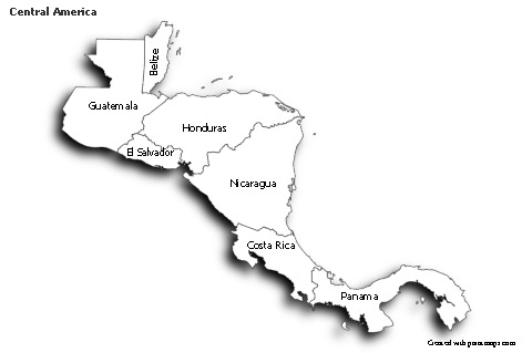 Exemplos de mapas para América Central (preto-branco,sombra)