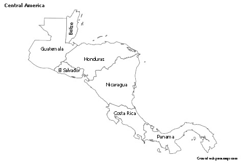 Exemplos de mapas para América Central (preto-branco)