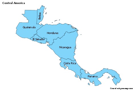 Exemplos de mapas para América Central (azul)