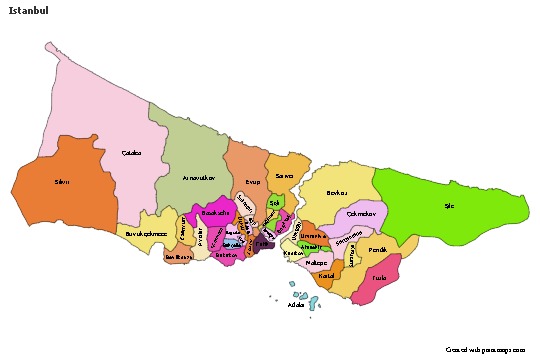 Exemplos de mapas para Istanbul (colorido)