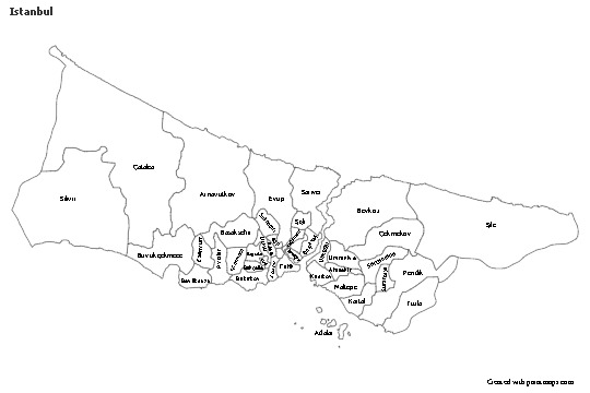 Exemplos de mapas para Istanbul (preto-branco)