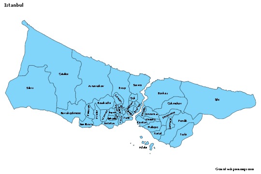 Exemplos de mapas para Istanbul (azul)