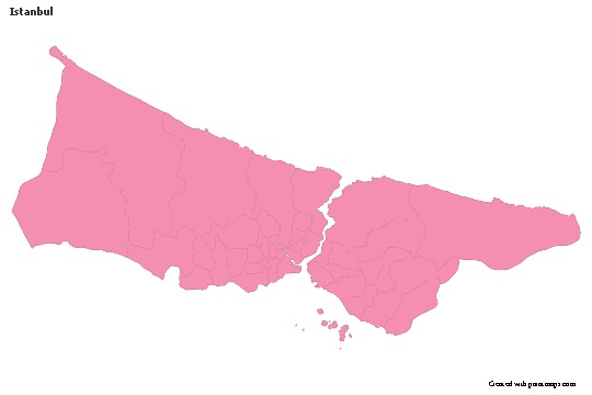 Exemplos de mapas para Istanbul (rosa,contorno)
