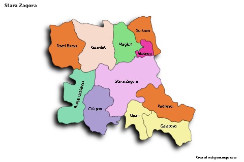 Contoh Peta untuk Stara Zagora (berwarna,bayangan)
