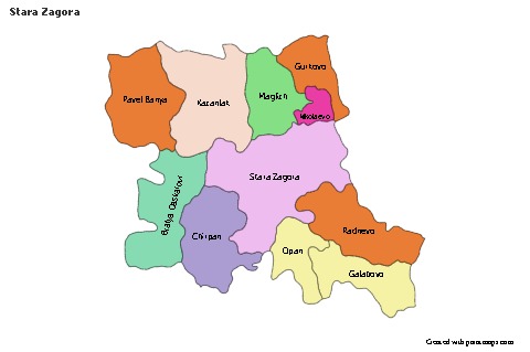 Contoh Peta untuk Stara Zagora (berwarna)