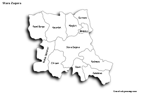 Contoh Peta untuk Stara Zagora (hitam-putih,bayangan)
