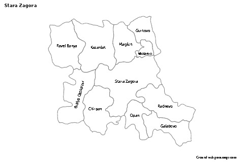 Contoh Peta untuk Stara Zagora (hitam-putih)