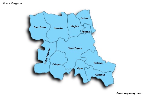 Contoh Peta untuk Stara Zagora (biru,bayangan)