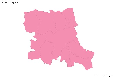 Contoh Peta untuk Stara Zagora (merah jambu,garis besar)