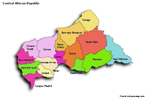 Sample Maps for Central African Republic (colored,shadowy)