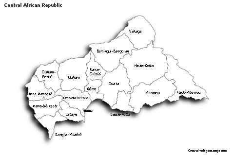 Sample Maps for Central African Republic (black-white,shadowy)
