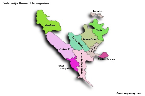 Federacija Bosna i Hercegovina için Örnek Haritalar (renkli,gölgeli)