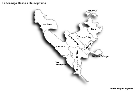 Federacija Bosna i Hercegovina için Örnek Haritalar (siyah-beyaz,gölgeli)