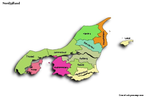 Nordjylland için Örnek Haritalar (renkli,gölgeli)