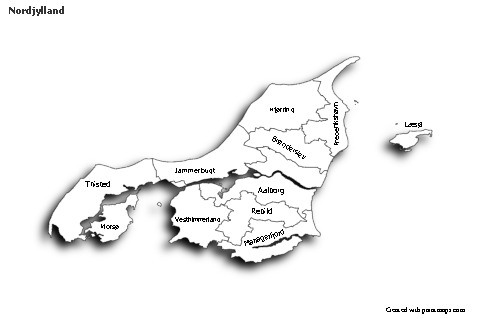 Nordjylland için Örnek Haritalar (siyah-beyaz,gölgeli)