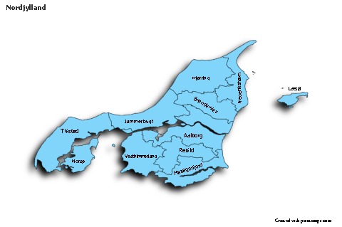 Nordjylland için Örnek Haritalar (mavi,gölgeli)
