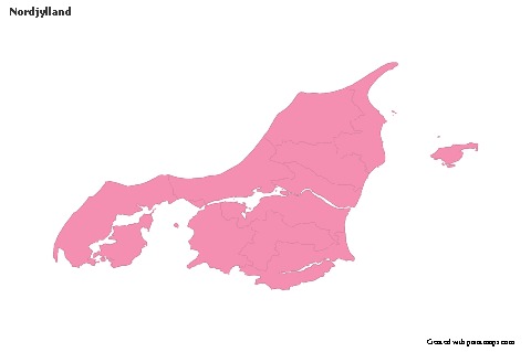 Nordjylland için Örnek Haritalar (pembe,anahat)