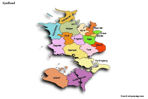 Sample Maps for Sjælland (colored,shadowy)