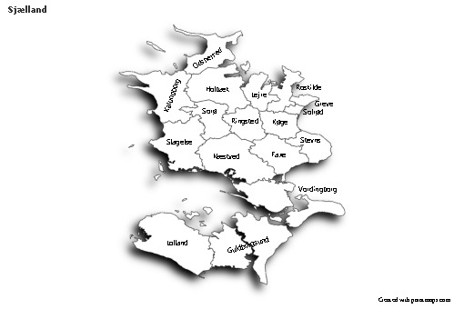 Sample Maps for Sjælland (black-white,shadowy)