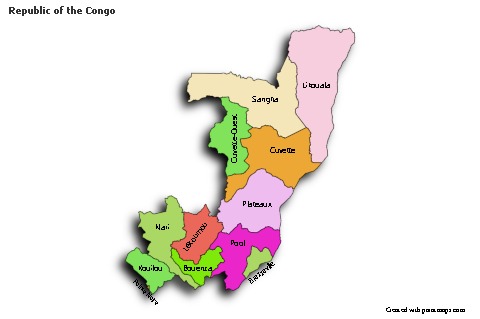 Sample Maps for Republic of the Congo (colored,shadowy)