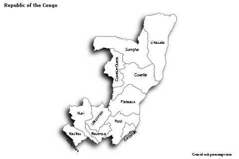 Sample Maps for Republic of the Congo (black-white,shadowy)