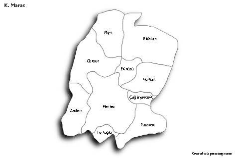 K. Maras için Örnek Haritalar (siyah-beyaz,gölgeli)