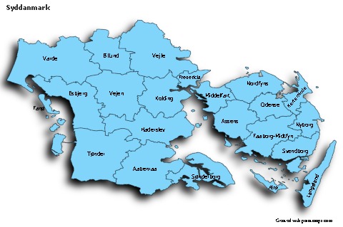 Contoh Peta untuk Syddanmark (biru,bayangan)