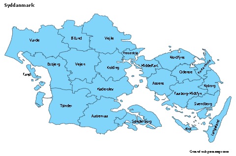 Contoh Peta untuk Syddanmark (biru)
