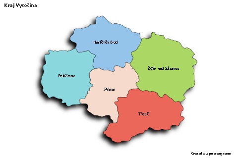 Contoh Peta untuk Kraj Vysočina (berwarna,bayangan)