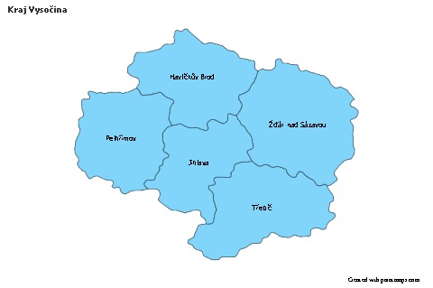 Contoh Peta untuk Kraj Vysočina (biru)