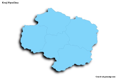 Contoh Peta untuk Kraj Vysočina (biru,garis luar,bayangan)
