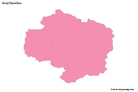Contoh Peta untuk Kraj Vysočina (merah jambu,garis besar)